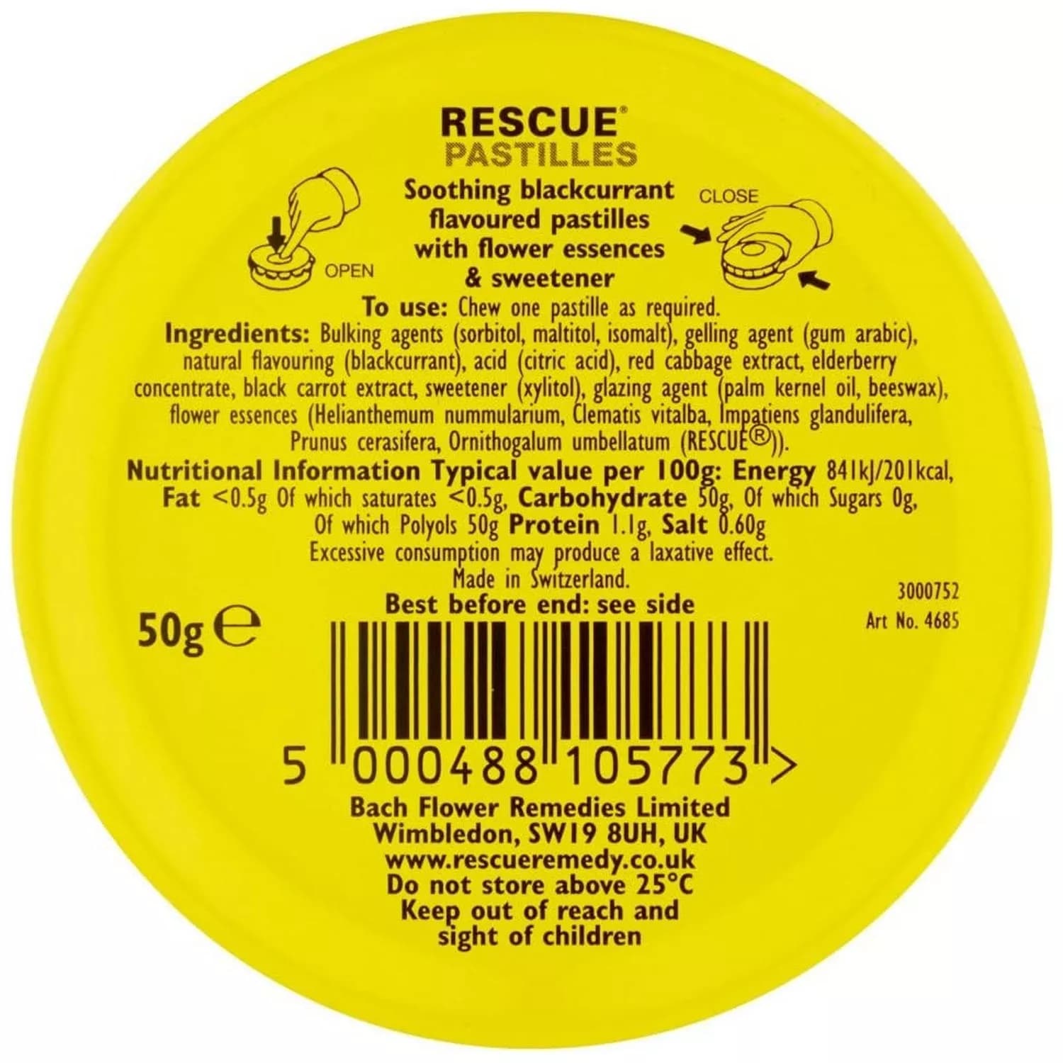 Rescue Remedy Pastilles Blackcurrant 50g