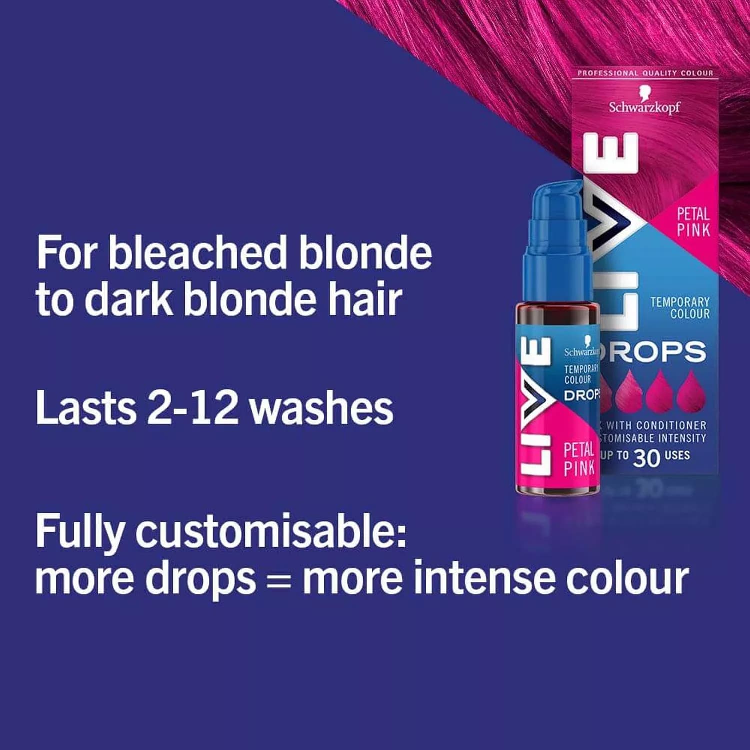 Schwarzkopf Live Petal Pink Temporary Colour Drops 30ml