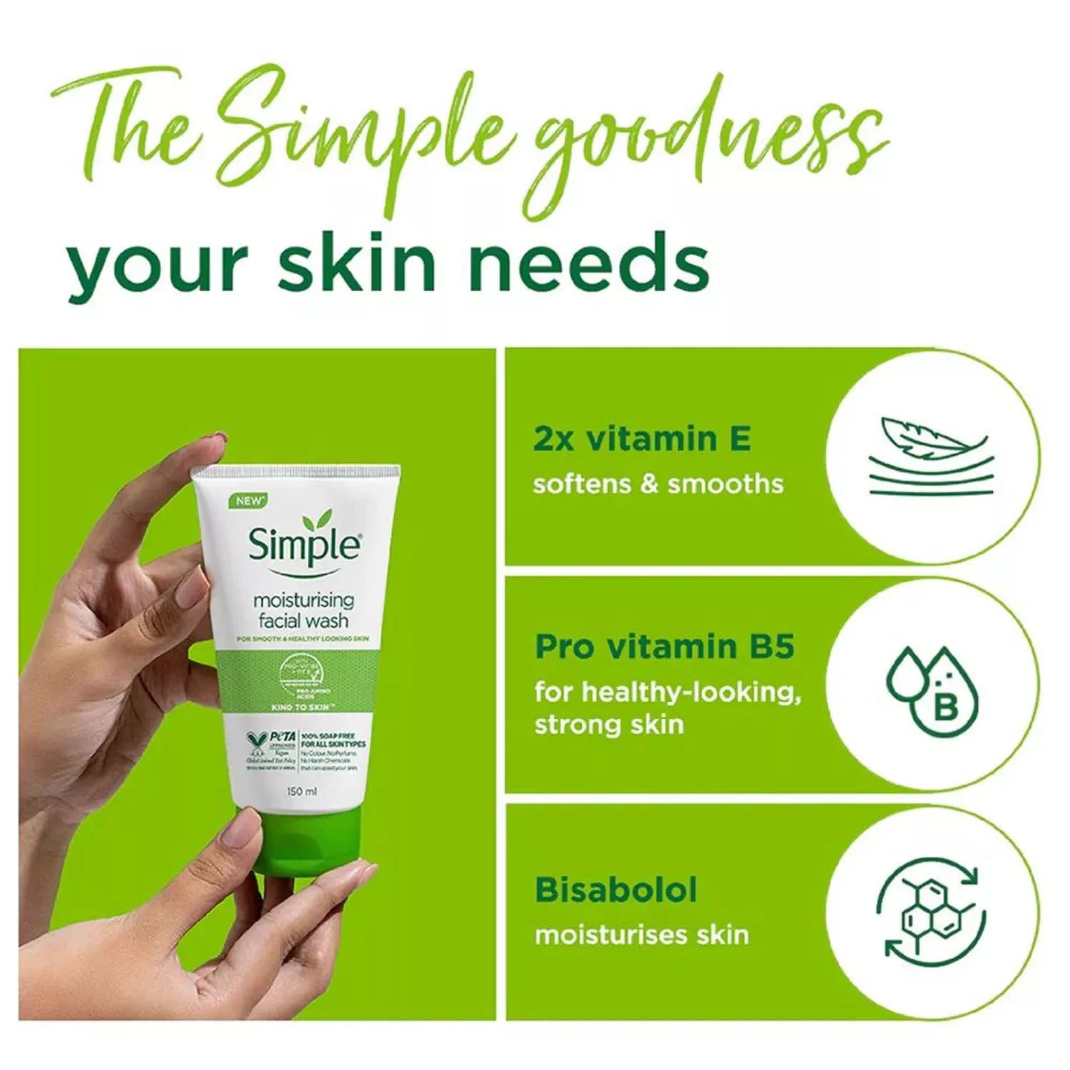 Simple Kind To Skin Moisturising Face Wash 150ml