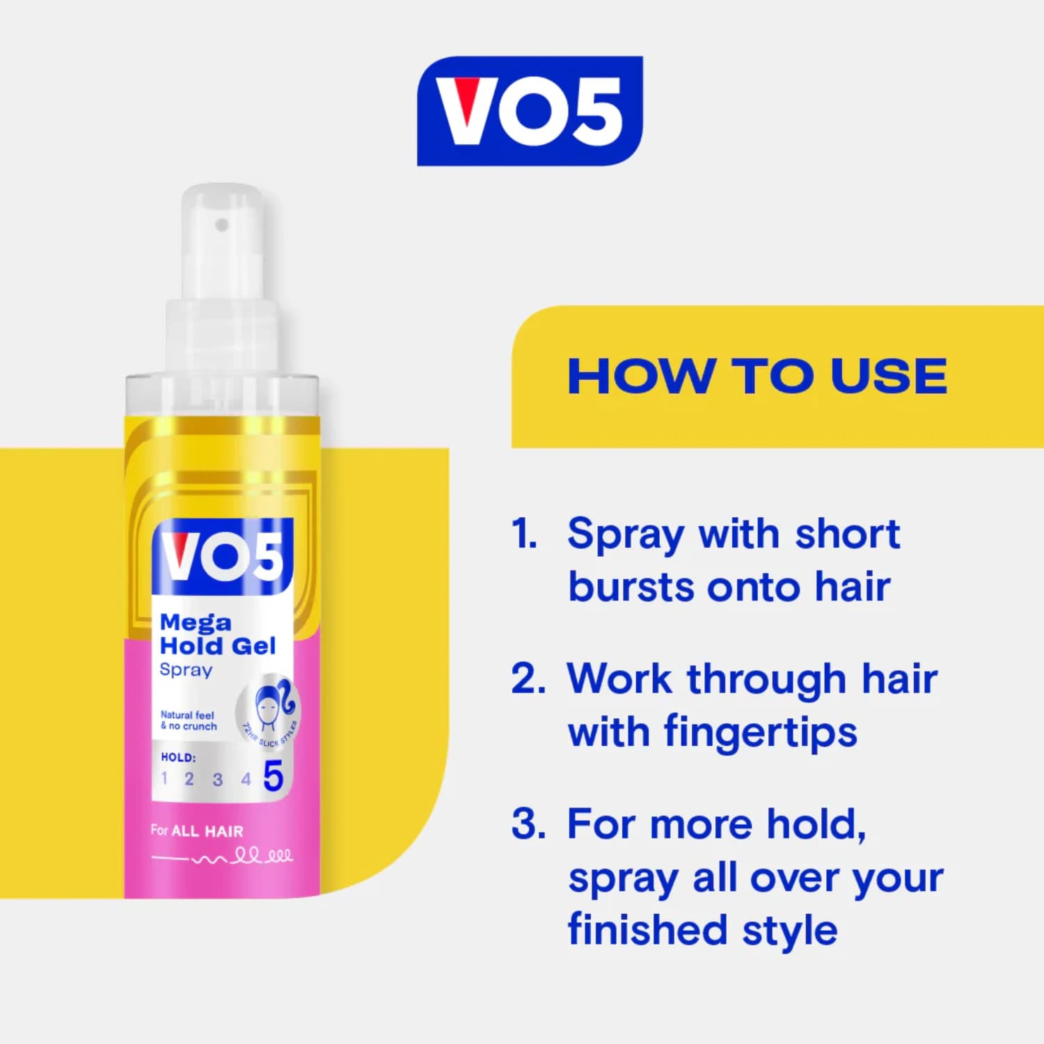 VO5 Mega Hold Gel Spray 200ml - Pack of 3