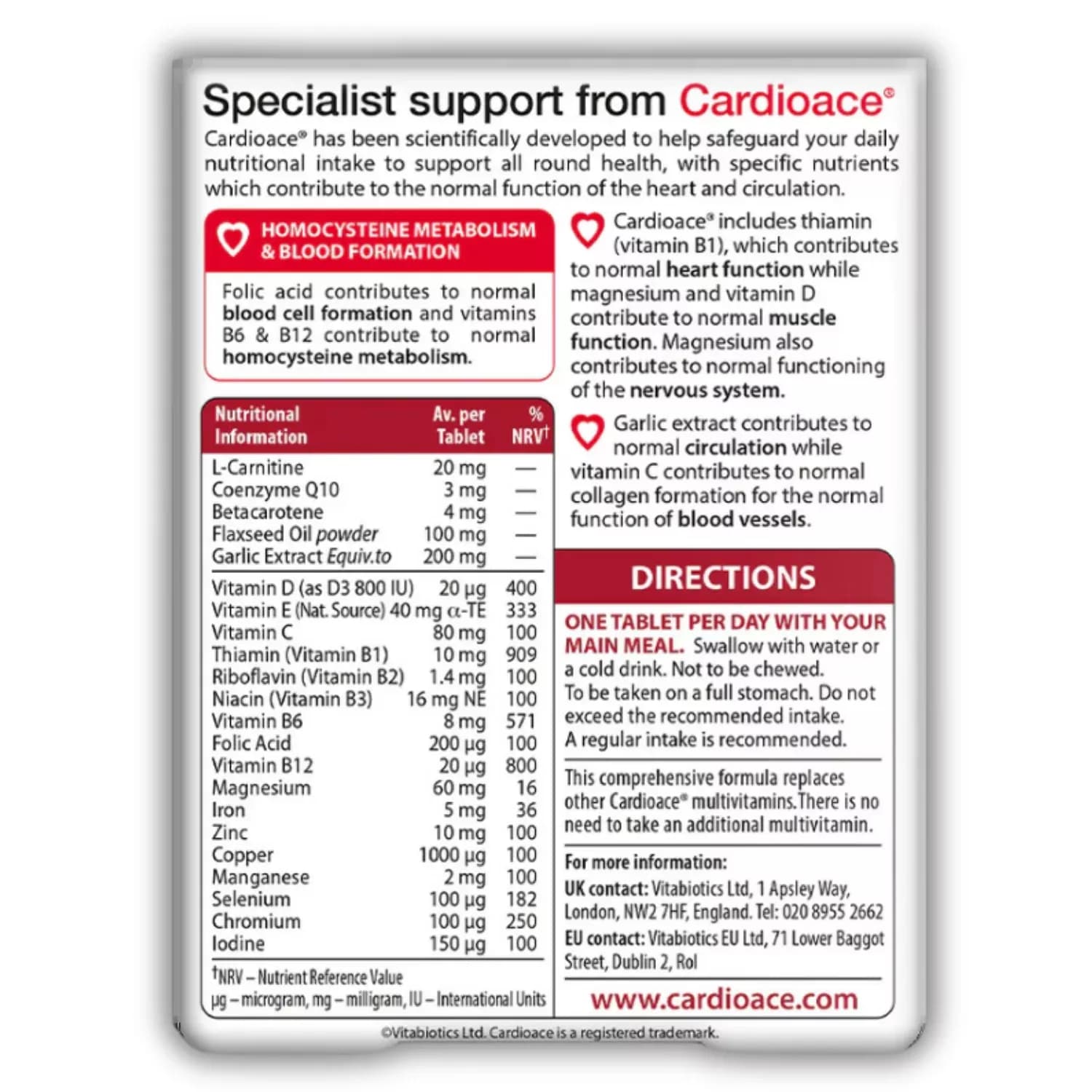 Vitabiotics Cardioace Original 30 Tablets