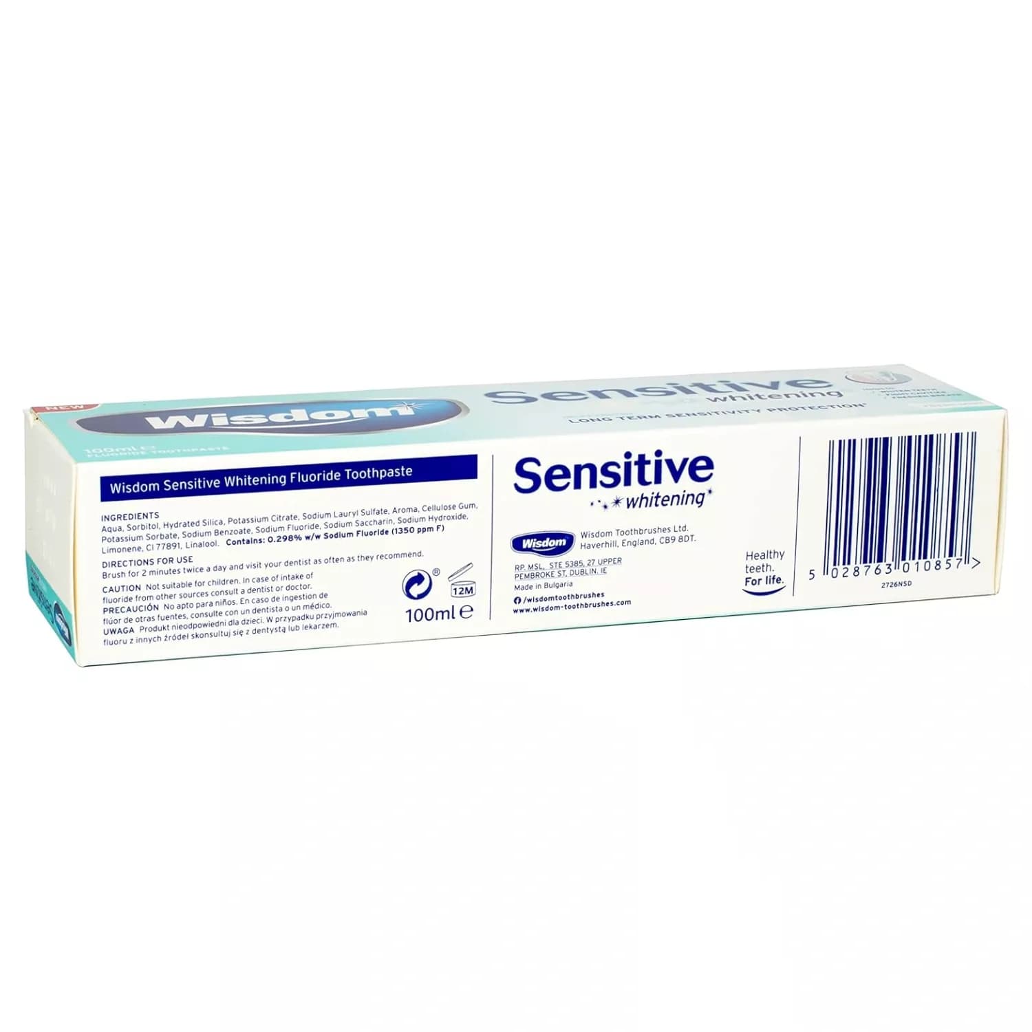 Wisdom Sensitive Whitening Fresh Mint Fluoride Toothpaste 100ml
