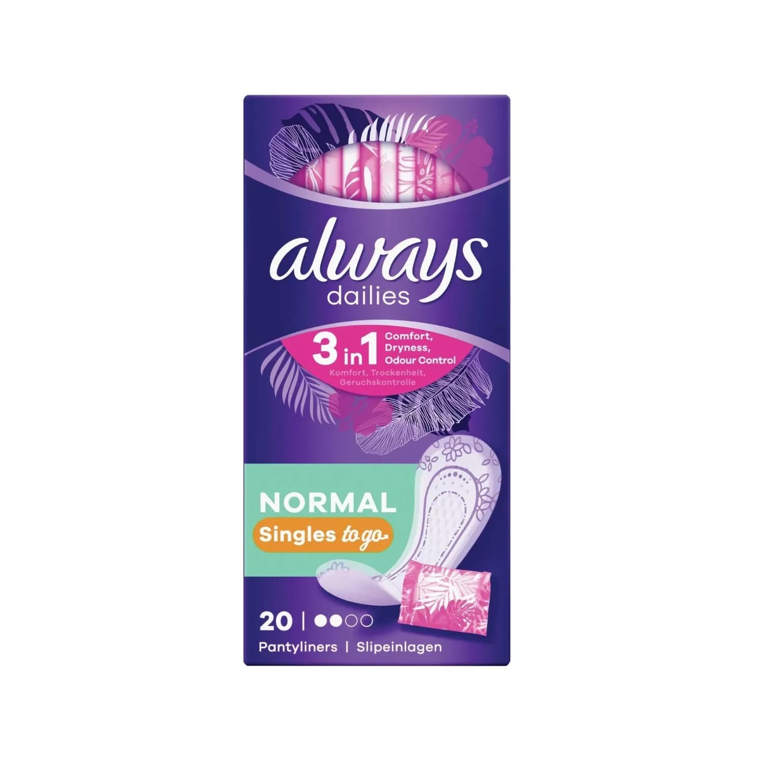 Always Dailies Individually Wrapped Panty Liners Fresh Scent Pack of 20