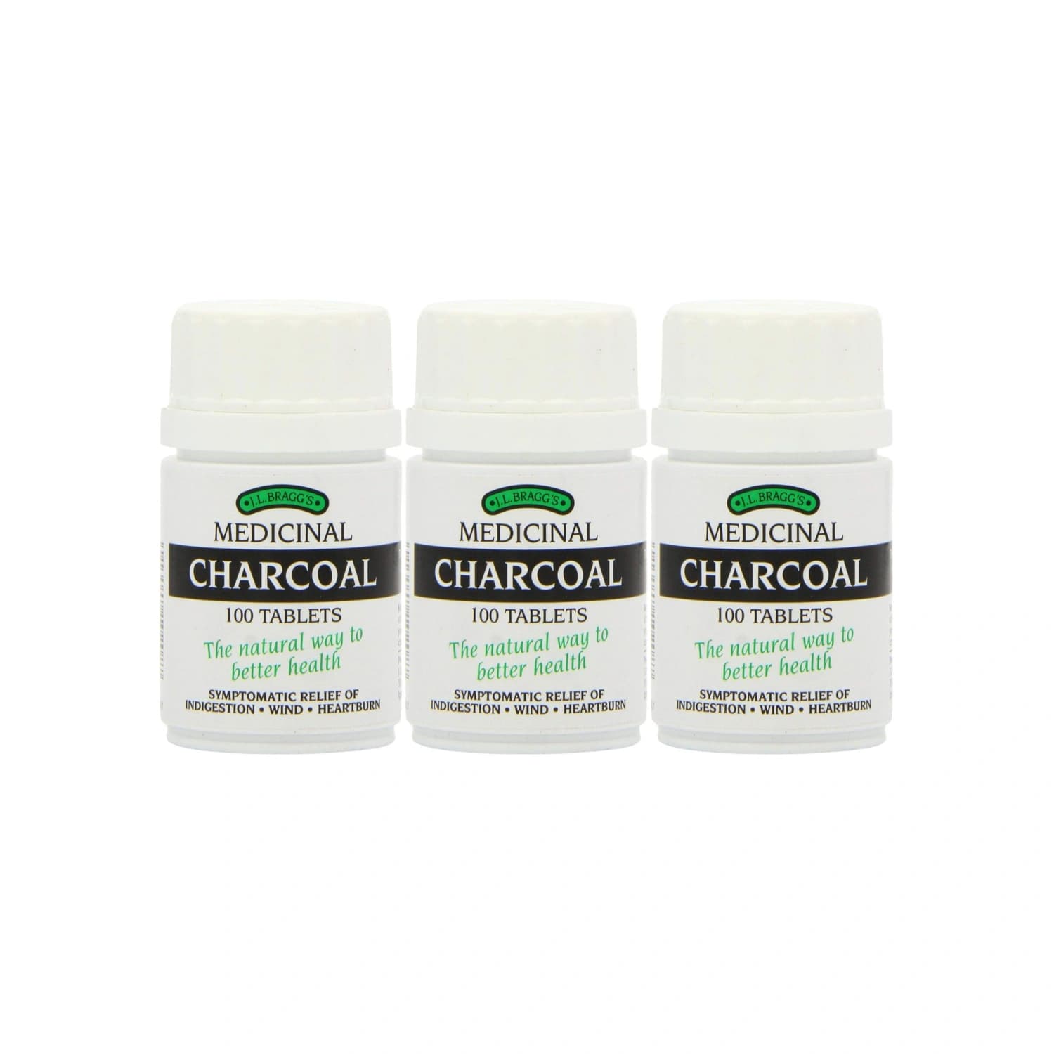 Bragg's Medicinal Charcoal 100 Tablets - Pack of 3