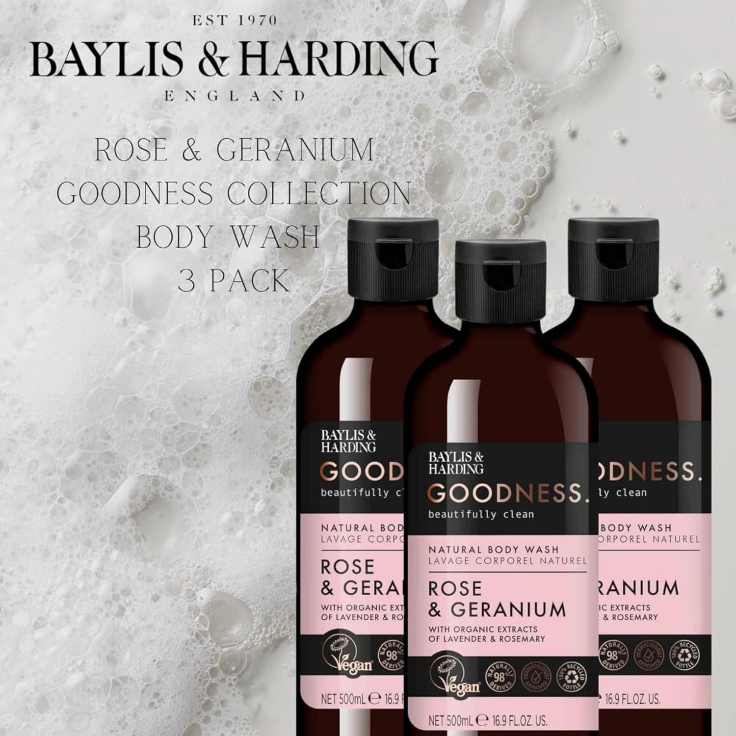 Baylis & Harding Goodness Rose & Geranium Body Wash 500ml