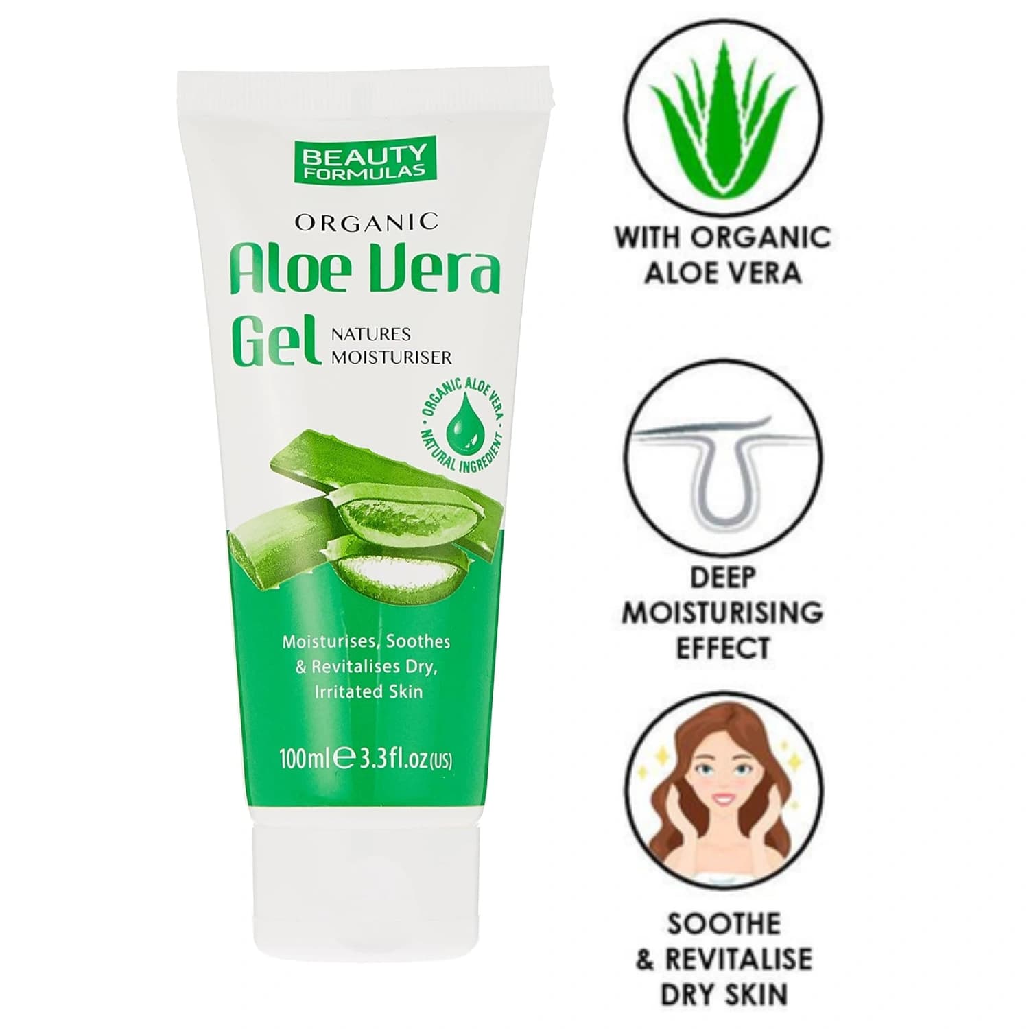 Beauty Formulas Organic Aloe Vera Gel 100ml