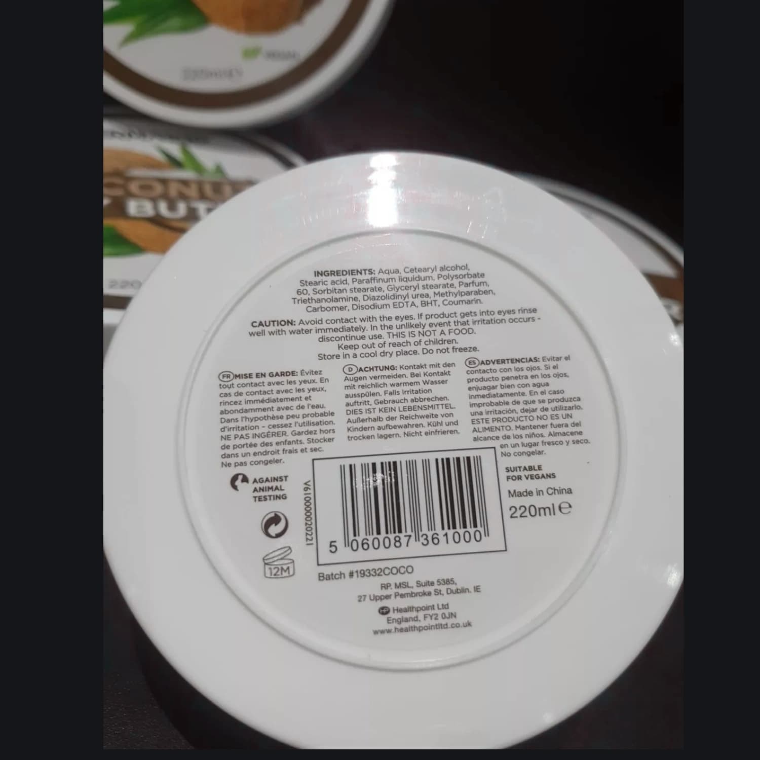 Derma V10 Coconut Body Butter 220ml