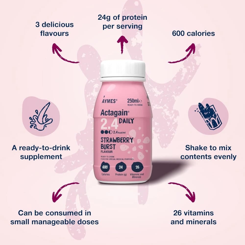 Aymes Actagain 2.4 Daily Strawberry Burst - 12 x 250ml Bottles