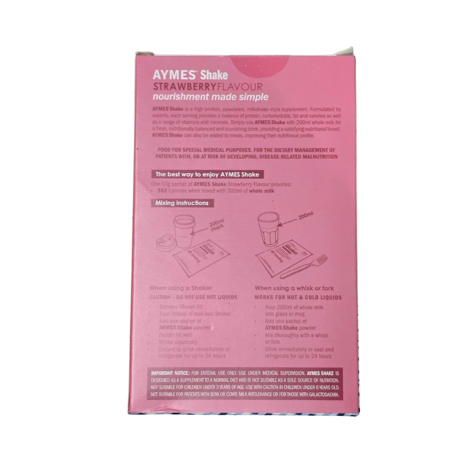 Aymes Shake Powder 57g Strawberry 7 Sachets