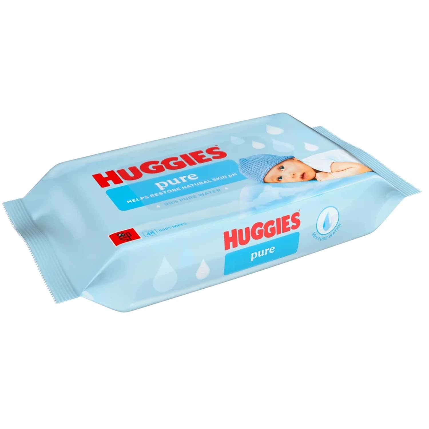 Huggies Pure 0% Plastic Baby Wipes 48 Wipes