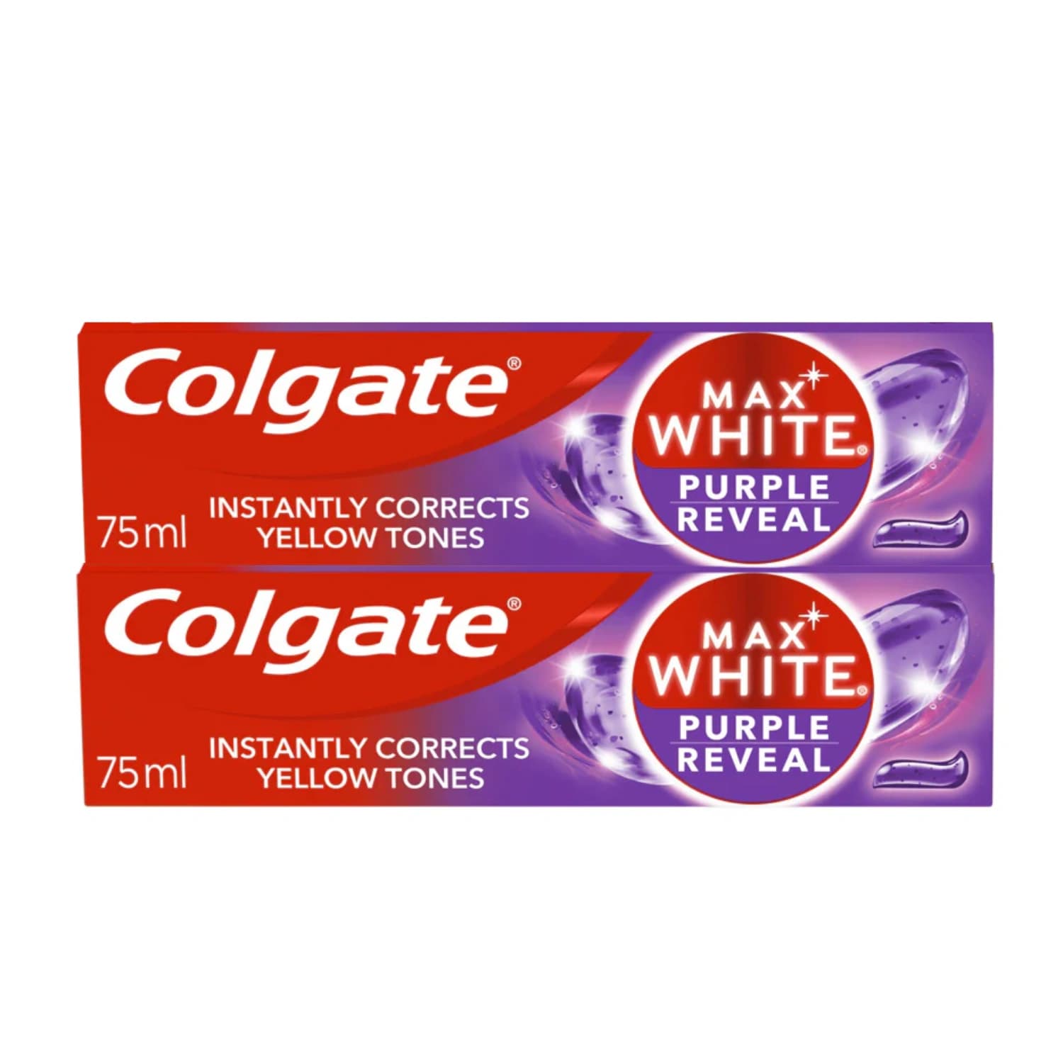 Colgate Max White Purple Reveal Toothpaste 75ml - Pack of 2