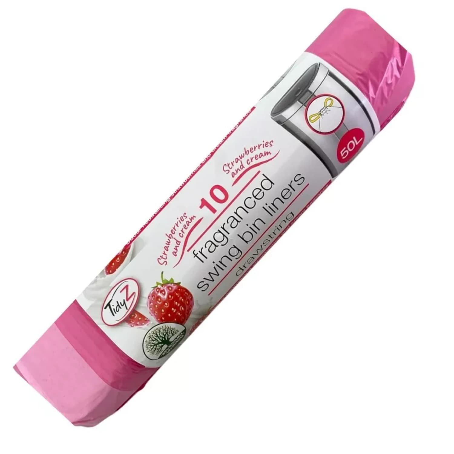 Tidyz 10 Swing Bin Liners Strawberry & Cream 50L - Pack of 5