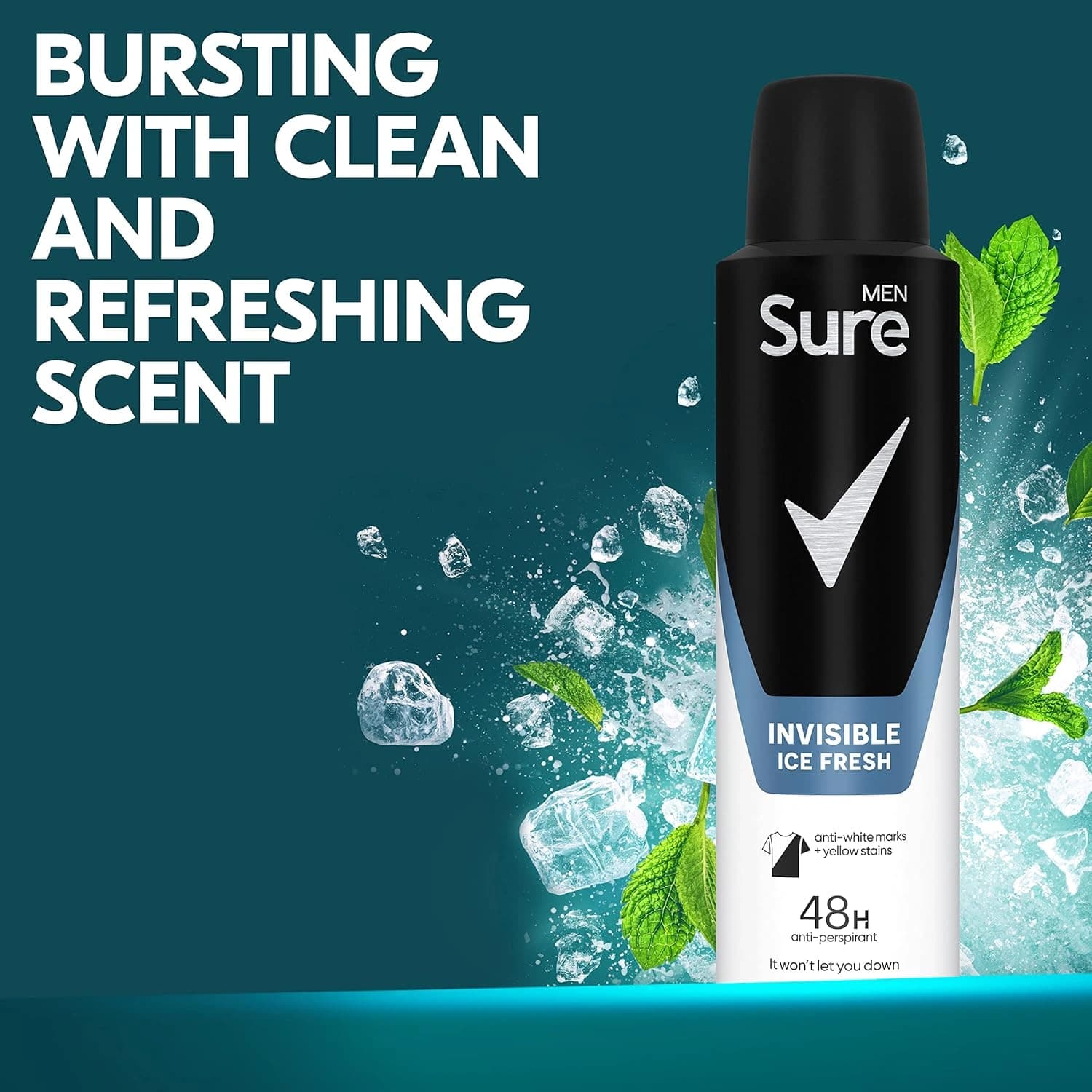 6x Sure Men Invisible Ice Fresh Anti-perspirant Aerosol 150ml