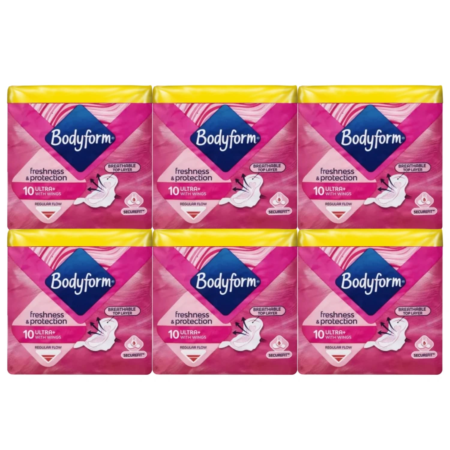Bodyform Ultra+ With Wings Regular Flow 10 Count - Pack of 6