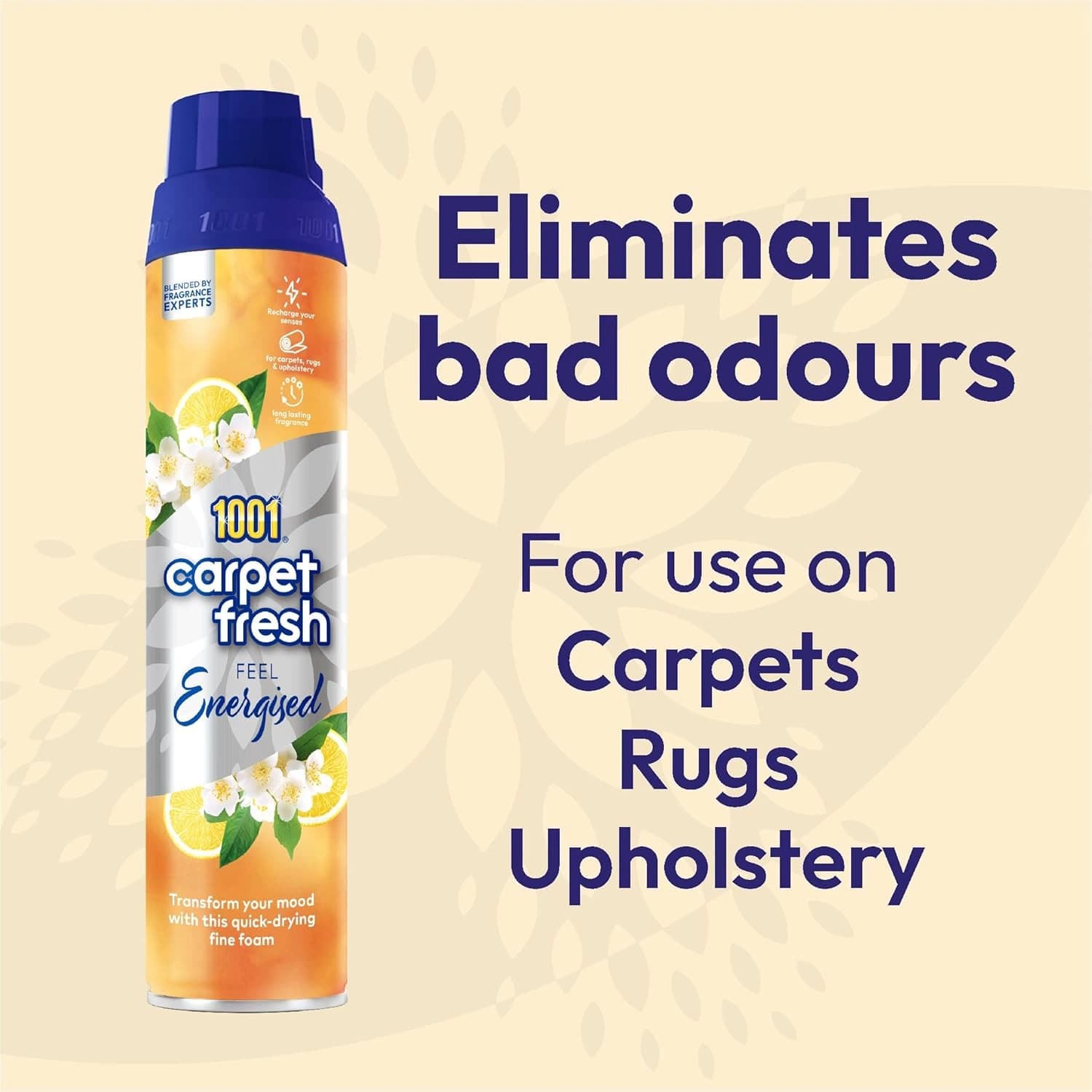 1001 Feel Energised Carpet Fresh Odour Remover Spray 300ml