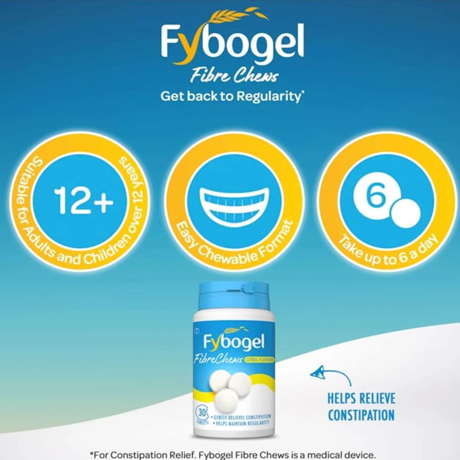 Fybogel FibreChews Citrus Constipation Fibre 30 Tablets
