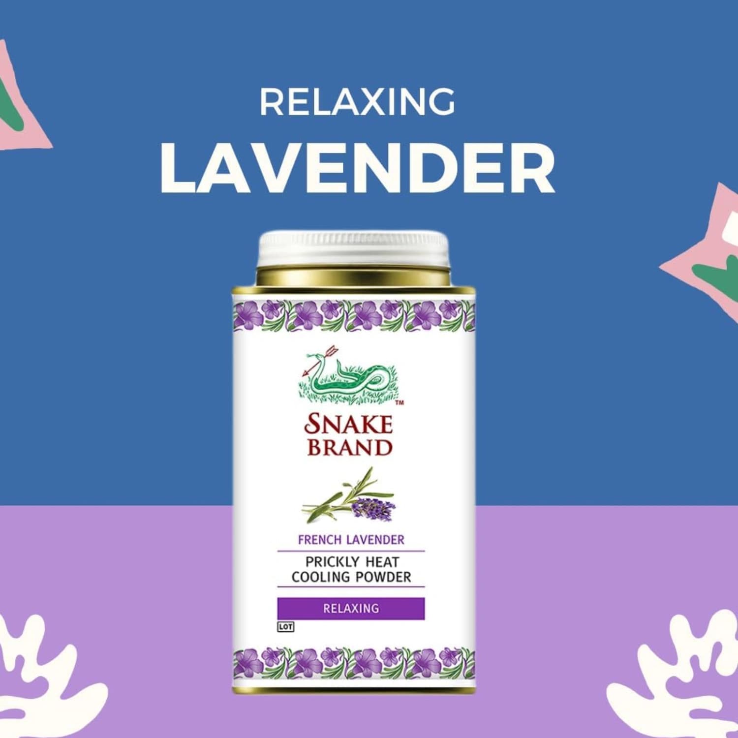 Snake Brand Prickly Heat Cooling Powder Relaxing Lavender 140g