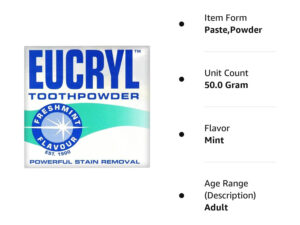 Eucryl Tooth Powder Freshmint Flavour Powerful Stain Removal 50g - Image 6