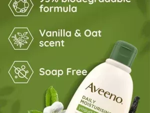 Aveeno Daily Moisturising Yogurt Body Wash Vanilla And Oat Scented 300ml - Image 3