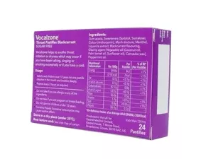 Vocalzone Throat Pastilles Blackcurrant - 24 Pastilles - Image 5