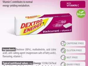 Dextro Energy Blackcurrant + Vitamin C Dextrose Tablets 24 x 47g - Image 5