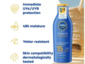 Nivea Medium Protection Sun Protect & Moisture Sun Cream Lotion SPF15 200ml - Image 3