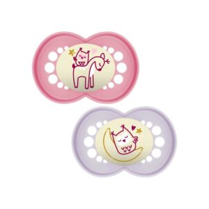 Mam-Pure-Night-6+m-Soother-2Pk-Pink