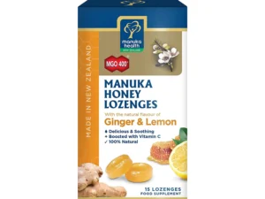 Manuka-Honey-MGO-400+ with-Ginger-&-Lemon-15-Lozenges-65g